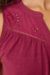 M&Co Berry Red Broderie Sleeveless Cotton Midi Dress | M&Co 4