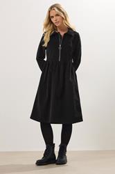 M&Co Petite Black Cord Zip Shirt Dress | M&Co 2