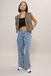 PixieGirl Petite Women's Beige Brown Leopard Print Cotton Quilted Waistcoat | PixieGirl 1