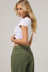 PixieGirl Petite Women's Green Non-Stretch Cotton Barrel Jeans | PixieGirl 5