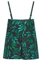 YOURS Plus Size Black Leaf Print Pleated Tankini Top | Yours Clothing 10