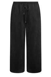 YOURS Curve Black Faux Suede Wide Leg Trousers