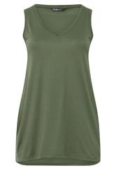 YOURS Curve Khaki Green V-Neck Basic Vest Top