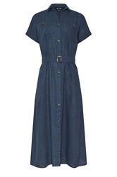LTS Tall Navy Blue Linen Button Midi Dress