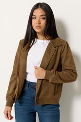 M&Co Petite Brown Faux Suede Button Up Jacket | M&Co 3