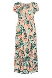 YOURS Curve Cream Leaf Tie Neck Bardot Maxi Dress