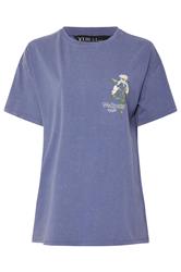 YOURS Curve Blue 'Wellness' Daisy Back Print T-Shirt