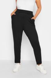 Plus Size Black Double Pleat Jersey Stretch Joggers | Yours Clothing 3
