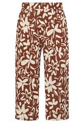 YOURS Curve Brown Floral Print Textured Midaxi Culottes