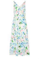 LTS Tall White Floral Pleated Midi Dress