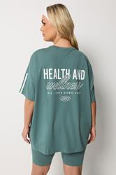 YOURS ACTIVE Plus Size  Blue 'Health & Wellness' T-Shirt | Yours Clothing 5