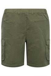 KAM Big & Tall Khaki Green Elastic Waist Cargo Shorts | BadRhino 4