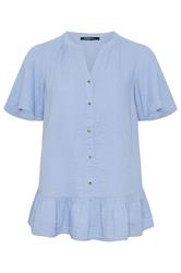YOURS Curve Blue Cheesecloth Button Through Top