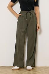 LTS Tall Women's Khaki Green Side Stripe Wide Leg Trousers | Long Tall Sally 1