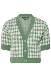 PixieGirl Petite Green Knitted Gingham Cardigan