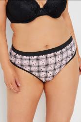 YOURSET 5 PACK Plus Size Black & Pink Check Print High Leg Knickers | Yours Clothing  2