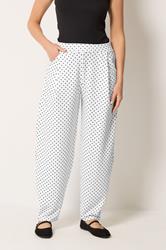 LTS Tall Women's White Polka Dot Barrel Leg Trousers | Long Tall Sally 4