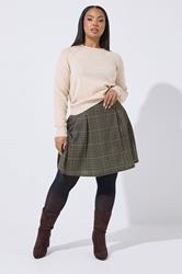 LIMITED COLLECTION Plus Size Brown Check Pleated Skirt | Yours Clothing 1