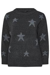 EVANS Plus Size Grey Star Tinsel Detail Jumper | Evans 5
