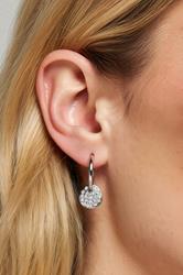 Silver Tone Diamante Disc Huggie Earrings | Yours Clothing  1