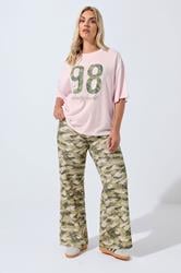 LIMITED COLLECTION Plus Size Khaki Green Camo Wide Leg Jeans | Yours Clothing 3