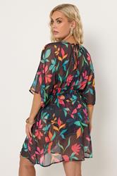 YOURS Plus Size Black Floral Chiffon Kimono | Yours Clothing 4