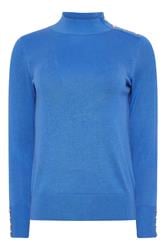 M&Co Petite Blue Button Detail Turtle Neck Jumper