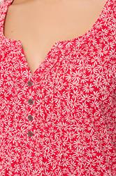 M&Co Red Floral Henley Top | M&Co 4