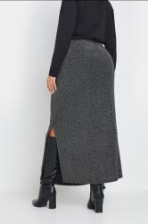 YOURS Plus Size Silver Metallic Side Split Midi Skirt | Yours Clothing 5