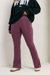 YOURS Plus Size Burgundy Red Flared Leggings | Yours Clothing 1