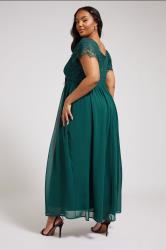 YOURS LONDON Plus Size Teal Green Lace Maxi Wrap Dress | Yours Clothing 2