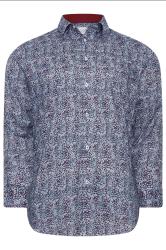 BadRhino Big & Tall Navy Blue & Red Floral Print Formal Shirt