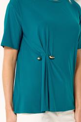 LTS Tall Women's Teal Blue Metal Detail Oversized T-Shirt | Long Tall Sally 4