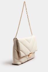 White Faux Leather Quilted Shoulder Bag