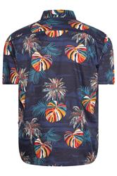 KAM Big & Tall Navy Blue Palm Print Shirt | BadRhino 4