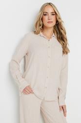 LTS Tall Stone Brown Linen Oversized Long Sleeve Shirt | Long Tall Sally 3