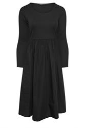 YOURS Curve Black Mixed Rib Midi Dress