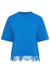 LIMITED COLLECTION Curve Cobalt Blue Oversized Lace Hem T-Shirt