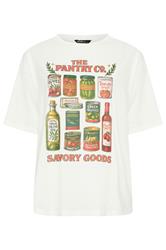 YOURS Curve Ivory White 'The Pantry Co.' Relaxed Graphic T-Shirt