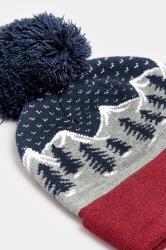 BadRhino Red & Navy Winter Trees Bobble Hat | BadRhino 2