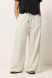 PixieGirl Petite Women's Natural Brown Beaded Linen Wide Leg Trousers | PixieGirl 2