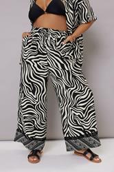 YOURS Plus Size Black & White Zebra Wide Leg Trousers | Yours Clothing 2