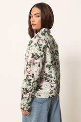 PixieGirl Petite Women's Cream Floral Denim Jacket | PixieGirl 2
