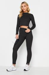 PixieGirl Petite Womens Black Metallic Ribbed Long Sleeve Top | PixieGirl 2