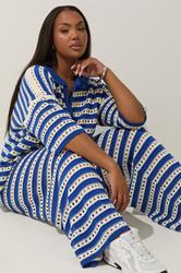 LIMITED COLLECTION Plus Size Blue & White Stripe Crochet Wide Leg Trousers | Yours Clothing 2
