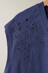 EVANS Plus Size Navy Blue Broderie Anglaise Vest Top | Evans 6