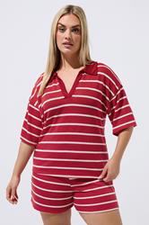 LIMITED COLLECTION Plus Size Red Stripe Rugby Collar Top | Yours Clothing 3