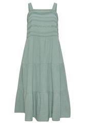 YOURS Curve Sage Green Cheesecloth Pleated Tiered Dress