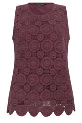 M&Co Berry Purple Crochet Cotton Vest Top