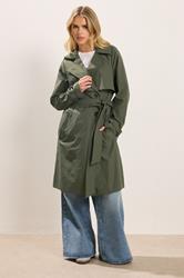 PixieGirl Petite Women's Khaki Green Trench Coat | PixieGirl 1